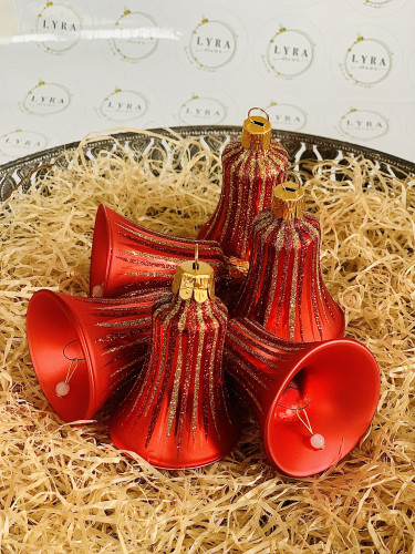 Vianočné lúče - červená - zvončeky 6ks